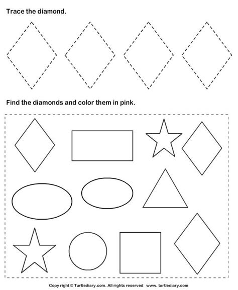 Tracing Diamonds Worksheets