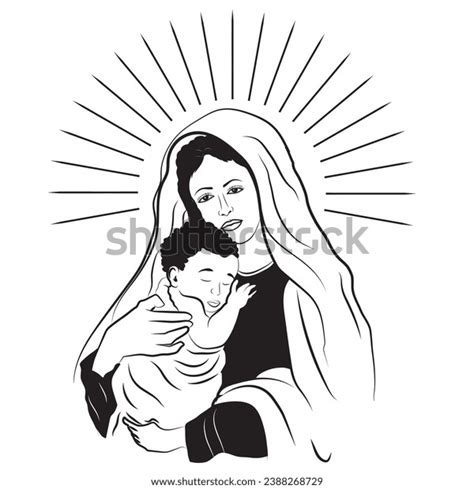 Mother Mary Carrying Baby Jesus Vector Stock Vector Royalty Free