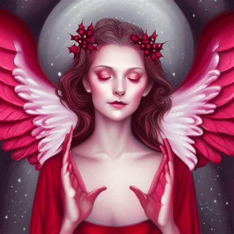 Beautiful Red And Pink Christmas Angels In The Style Of Charlie Bowater · Creative Fabrica