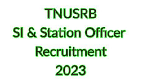 TNUSRB SI Station Officer Recruitment 2023