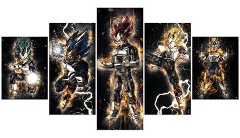 5 Cuadros Canvas Dragon Ball Vegeta Fases Diseño Artistico