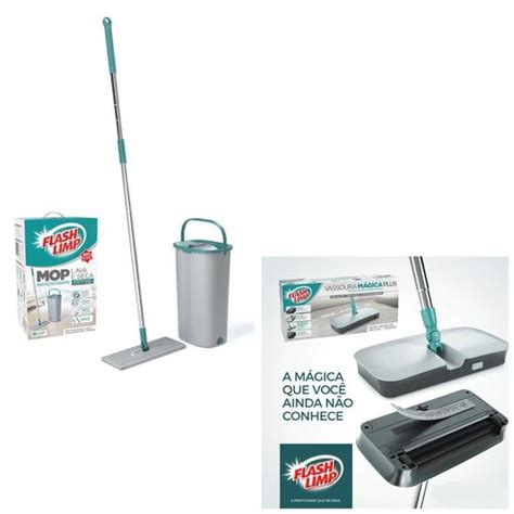 Kit Vassoura M Gica Mop Flash Limp Mop Lava E Seca Fit