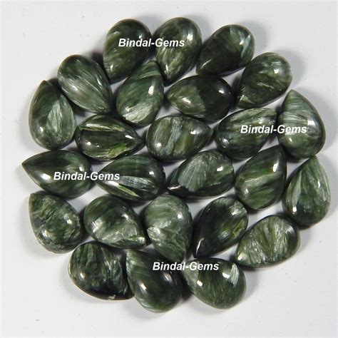 Bindal Gems Green Seraphinite Pear Loose Gemstone Cabochon At Rs