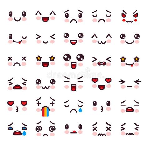 Carácter Del Emoticon De La Historieta Del Vector De Kawaii Con