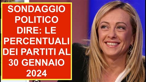 SONDAGGIO POLITICO DIRE LE PERCENTUALI DEI PARTITI AL 30 GENNAIO 2024