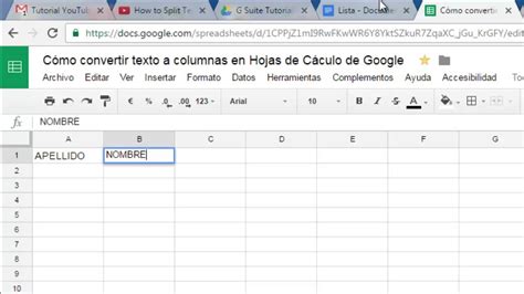 Como dividir texto en columnas en Hojas de Cálculo de G Suite YouTube