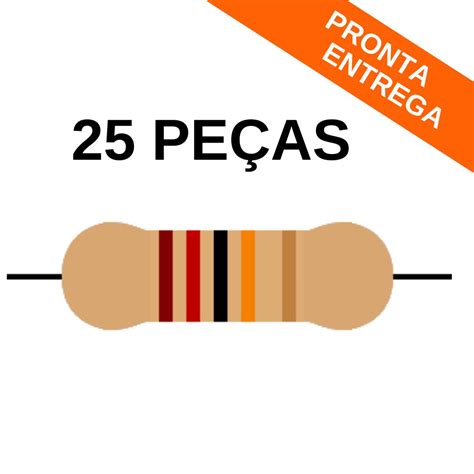 Kit 25 peças Resistor Metal Filme 120K 2W 5 Axial Resistor Achei