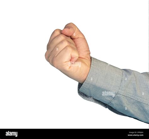 Man Hand Fist Isolated On White Background Fist Threat Gesture Fist