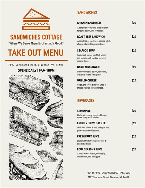 Editable Takeaway Menu Template Edit Online And Download Example