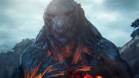 アニメーション映画「godzilla 怪獣惑星」に登場する3dcgで表現されたゴジラ表皮は、樹木のようにも見える（c）2017 Toho Co