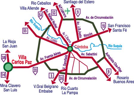 VILLA CARLOS PAZ Alquileres Temporrios Mapa De Acceso A Carlos Paz Y A