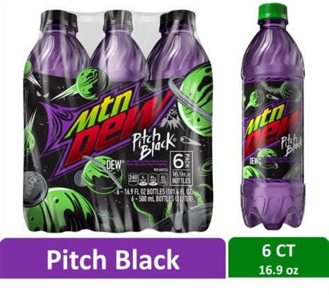 Mountain Dew Pitch Black Soda Bottles 6 Pk 16 9 Fl Oz Food 4 Less