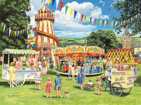 Funfair On The Green Wallpaper Wallsauce UK Green Canvas Art