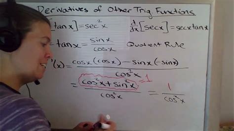 Derivatives Of Trigonometric Functions Using Quotient Rule Youtube