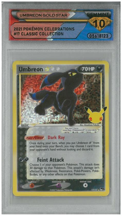 Pokemon Celebrations 2021 Classic Collection Umbreon Gold Star 17 Gem