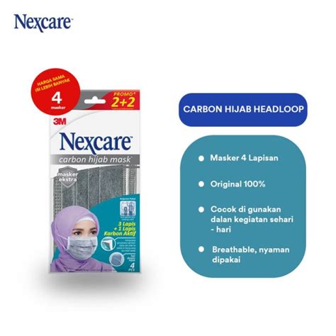 3M Masker Nexcare Extra Carbon Hijab Mask 4 Ply 1 Pack 2 Masker