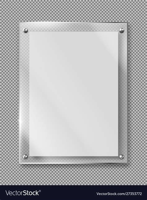 Blank poster banner glass frame realistic Vector Image