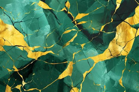 Green And Gold Marble Background Texture Premium Ai Generated Vector