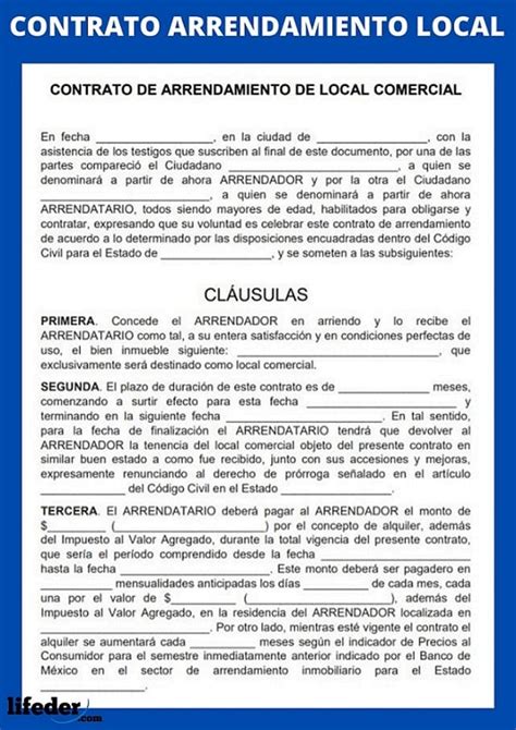 Formato De Contrato De Arrendamiento En Word MIDE