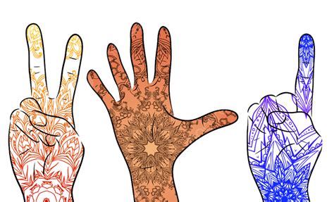 Boho Set Vector Art Png Set Of Hands With Boho Pattern Flower I