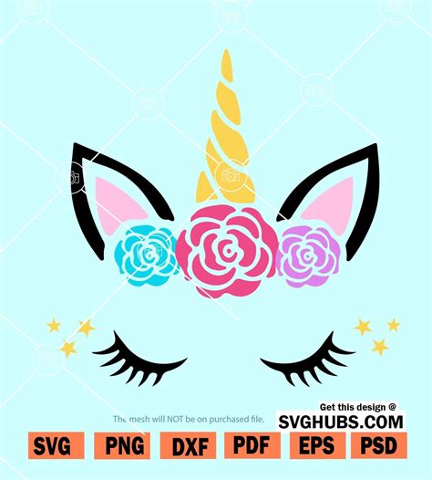 Unicorn Head With Eyelashes Svg Unicorn Svg Cut File Unicorn Birthday Svg