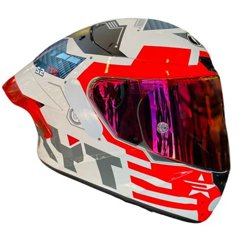 Capacete Kyt TT Course Fuselage Red Viseira Espelhada Spoiler Vermelho