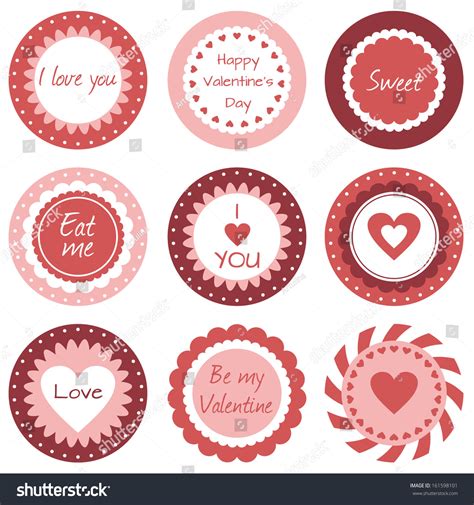 Cupcake Toppers Valentines Day Stock Vector Royalty Free 161598101