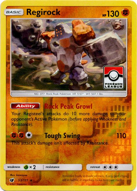 Pokémon Sun Moon Crimson Invasion Card 053 Regirock Parallel Reverse