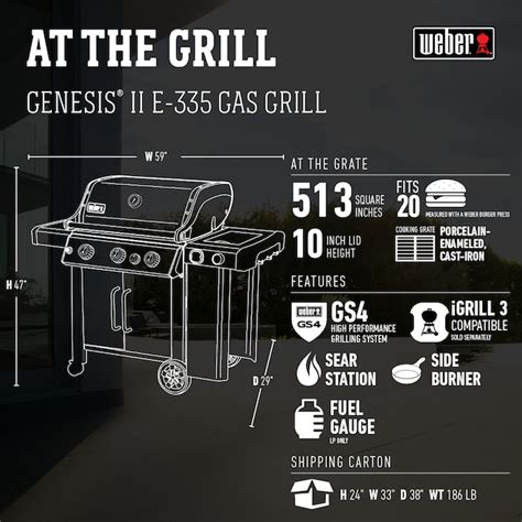 Weber Genesis Ii E 335 Black 3 Burner Natural Gas Grill With 1 Side Burner In The Gas Grills