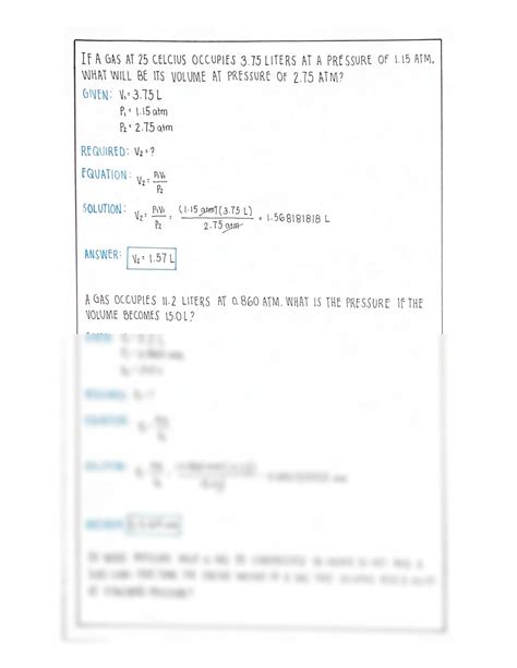 Solution Boyles Gas Law Sample Problems With Answers Studypool