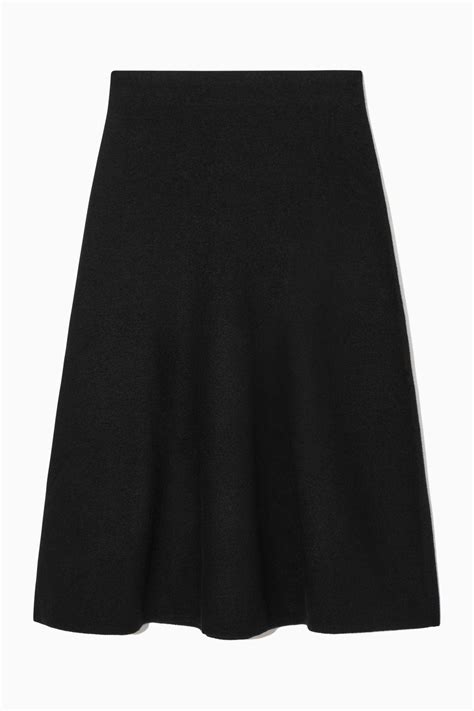 Cos Flared Merino Wool Midi Skirt In Black Lyst