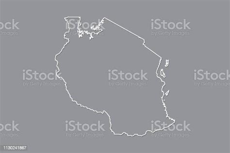 Tanzania Vector Map With Single Border Line Boundary Using White Color