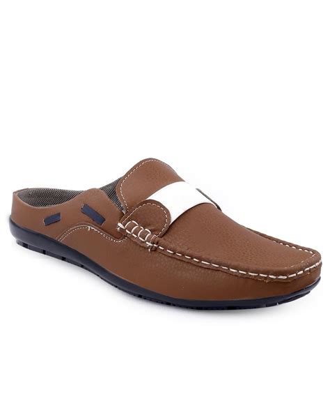buy mens brown color block mules   india  bewakoof