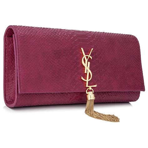 Yves Saint Laurent Ysl Pink Cassandre Embossed Leather Clutch Bag Pony