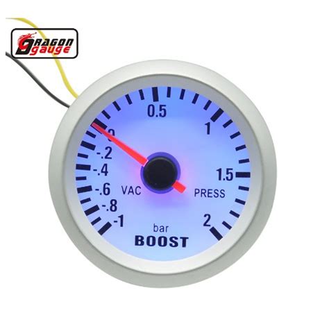 Dragon Gauge High Quality White Shell 52mm Blue LED Car Turbo Pressure