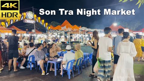 K Hdr Walking Son Tra Night Market In Da Nang Vietnam With