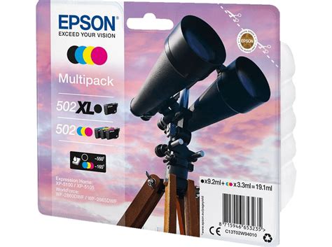 Cartucho De Tinta Epson 502XL Multipack 4 Colores Negro Cian