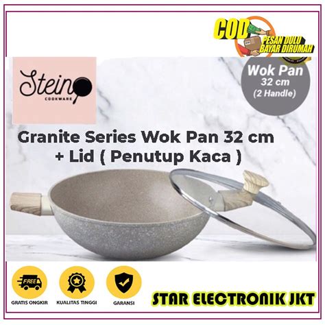 Jual Stein Cookware Granite Series Wok Pan Cm Lid Penutup Kaca