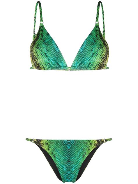 Noire Swimwear Bikini Snake Tanning Verde FARFETCH IT