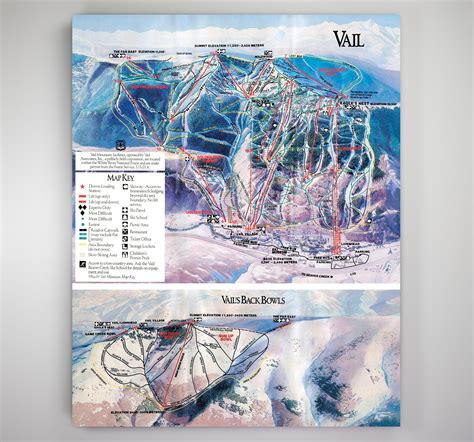 Vail Medium Canvas Vintage 1985 Resort Trail Map 22 X 40 Etsy Vail