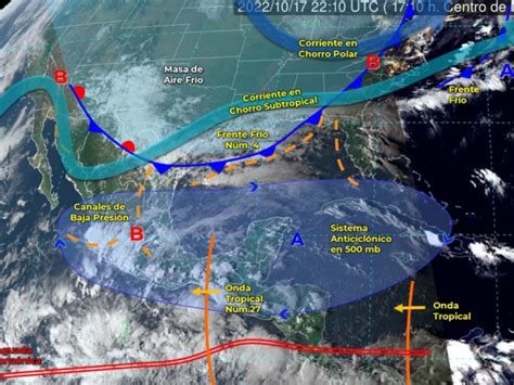 Clima México hoy 18 de octubre de 2022 frente frío y onda tropical