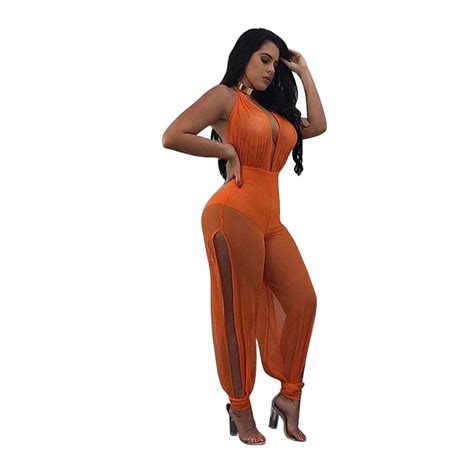 Buy 2017 New Sexy Backless Loose Jumpsuit High Slit