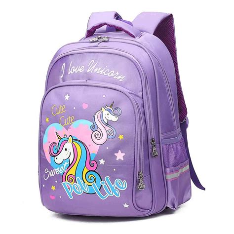 Mochila Escolar Infantil Alças De Costas Unicórnio Pet Life Roxo