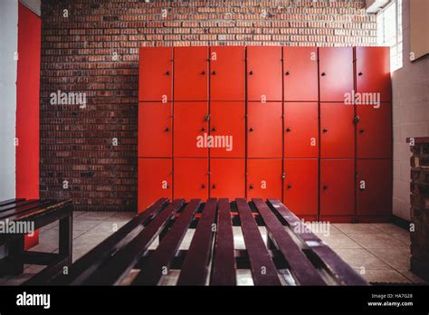 Empty Locker Room And A Bench Stock Photo Alamy