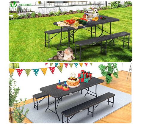 Ensemble De Table Et Bancs Camping Pliables Cm Hdpe Style Polyrotin