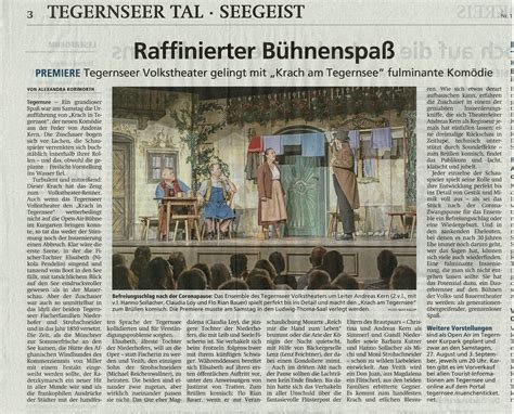 Zeitungsartikel Krach In Tegernsee