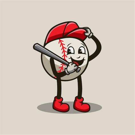 Premium Vector Baseball Mascot Cartoon Retro Illustration