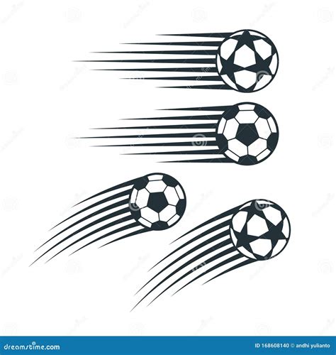 Soccer Ball Moving Illustration With Speed Line Vector Design For Print