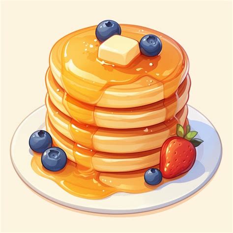 Fluffy Blueberry Pancake Breakfast Cartoon Scene | Premium AI-generated ...