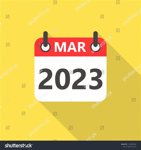 March 2023 Year Calendar Flat Style Stock Vector Royalty Free